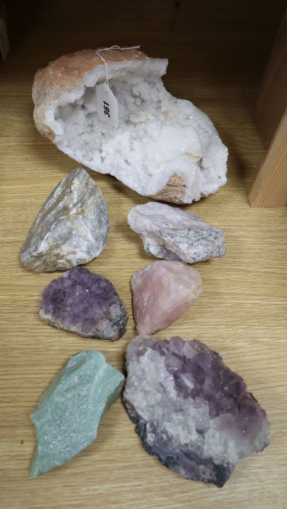 A geode and other minerals